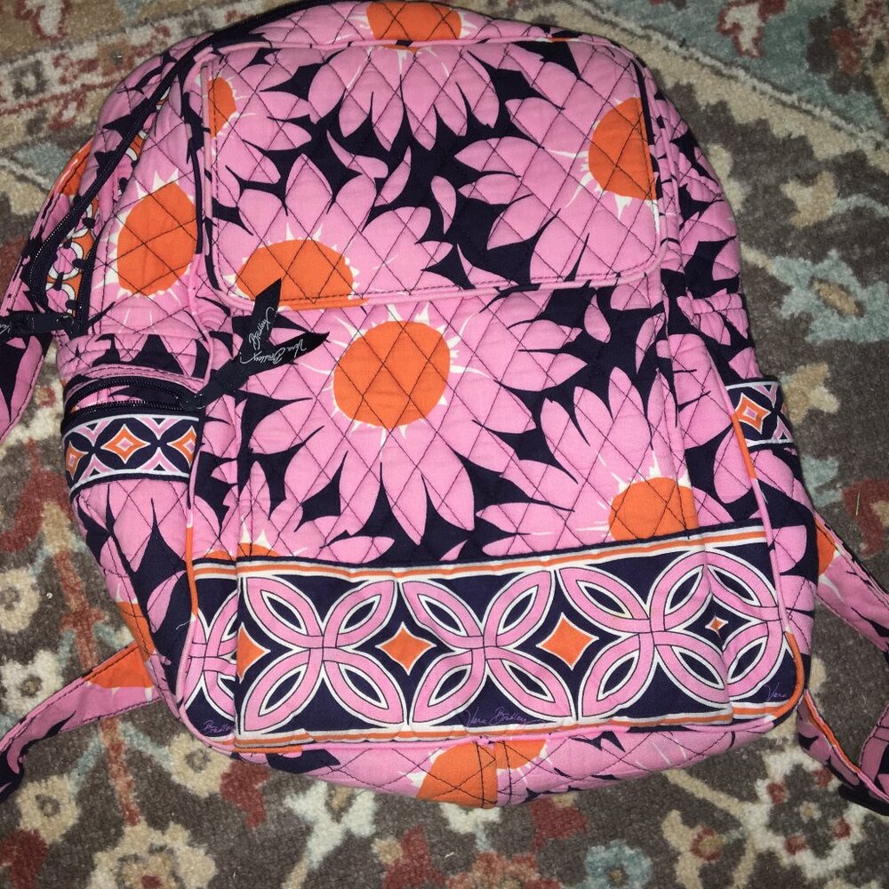 VERA BRADLEY Loves Me Pink Crazy Daisy Quilted Handbag Purse